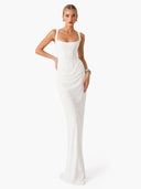 Sling Slim Fit Pleated Maxi Dress
