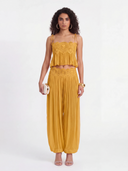 Exquisite Paisley Lace Trim Tie-Front Top Two-Piece Set
