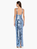 Elegant Sequin V-Neck Strappy Maxi Dress