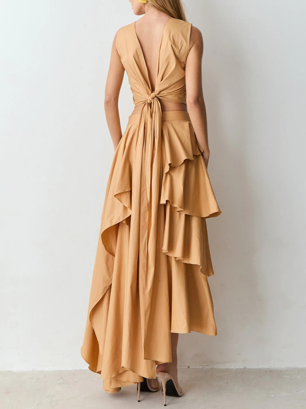 Elegant Crop Top & Tiered Asymmetrical Skirt Two-Piece Set
