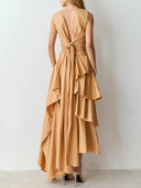 Elegant Crop Top & Tiered Asymmetrical Skirt Two-Piece Set