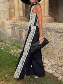 Elegant One-Shoulder Lace Panel Two-Piece Set