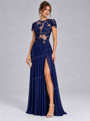 Sexy Lace Bodice High Slit Maxi Dress