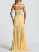 Off-The-Shoulder Mesh Maxi Dress