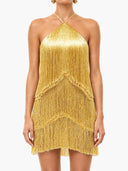 Exquisite Halter Layered Fringe Mini Dress