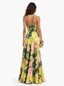 Lime Floral Printed Wrap Maxi Dress