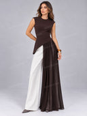 Asymmetric Draped Top & Wide Leg Pants Set