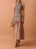 Geometric Print Drop Waist Midi Dress