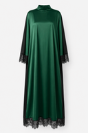 Elegant Color-Block Reversible Satin Lace-Trim Maxi Dress