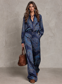 Paisley Print Shirt & Wide Leg Pants Set
