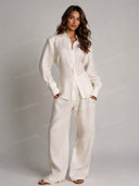 Minimalist Shirt & Wide Leg Pants Two-Piece Set