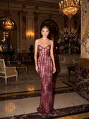 Elegant Strapless Lace Corset Maxi Dress