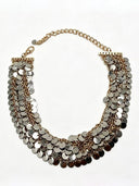 Layered Sequin Disc Statement Choker Necklace