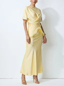 Elegant Draped Satin Lace-Trim Top Two-Piece Set