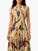 Pleated Print Maxi Dress