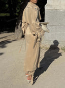 Belted Trench Coat & Wide Leg Pants Two Piece Set