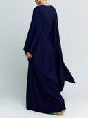 Elegant Batwing Sleeve Twist Front Slit Evening Maxi Dress
