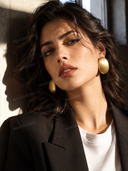 Brushed Gold Oval Stud Earrings