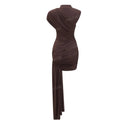 Asymmetric Ruched Draped Mini Dress