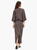 Casual Pleated Batwing Sleeve Maxi Dress