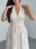 Exquisite Halter Neck Sequin Pattern Maxi Dress