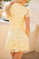 Floral Lace Cutout High Neck Mini Dress
