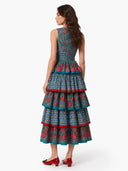 Pleated Deign Printed Maxi Dress