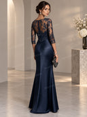 Lace Bodice Satin Mermaid Prom Maxi Dress