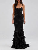 Sexy Layered Ruffle Chiffon Mermaid Maxi Dress