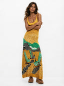 Boho Graphic Print Scoop Neck Knit Maxi Dress