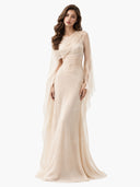 Pleated Ribbon Design Maxi Dress