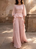 Elegant Ruffle Top & Pleated Pants Party Two-Piece Set