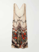 Elegant Abstract Print Ruched Maxi Dress