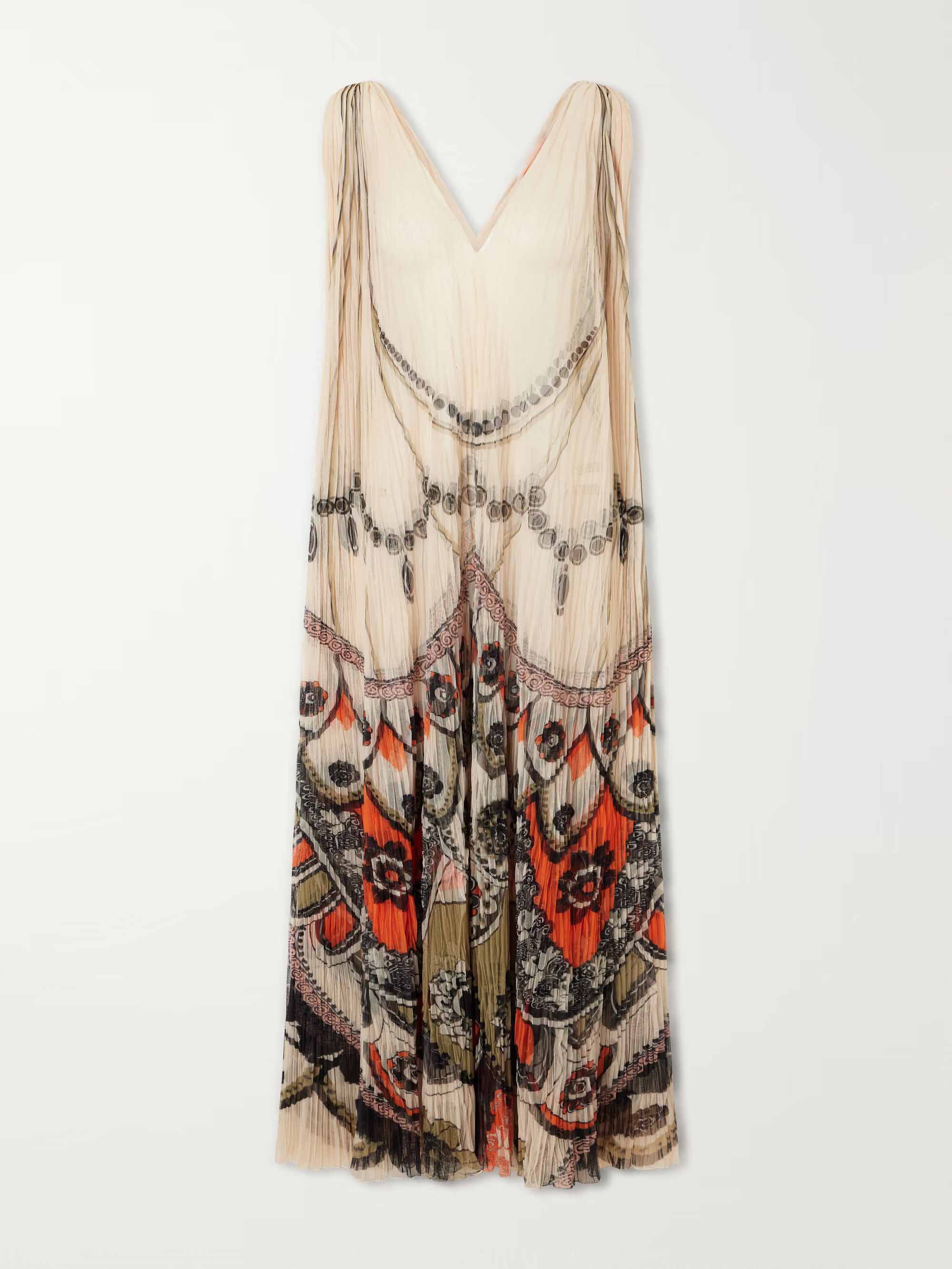 Elegant Abstract Print Ruched Maxi Dress