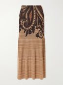 Retro Paisley Print V-Neck Knit Top & Maxi Skirt Two-Piece Set
