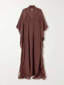 Elegant Rhinestone-Embellished Chiffon Kaftan Maxi Dress