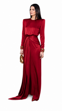 Elegant Draped Satin Maxi Dress