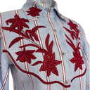 Embroidered Stripe Shirt & Flared Pants Two-Piece Set