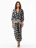 Casual Abstract Plaid Print Kimono Sleeve Maxi Dress