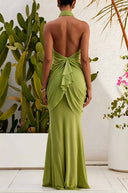 Elegant Open-Back Chiffon Maxi Dress