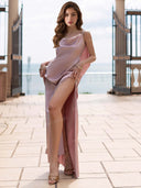 Sexy Elegant Satin Side High Slit Maxi Dress