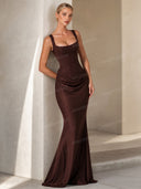 Sling Slim Fit Pleated Maxi Dress