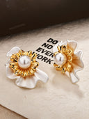 Pearl Floral Sculptural Stud Earrings
