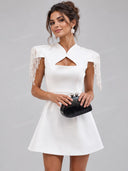 Rhinestone Fringe Cape Mini Dress