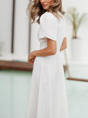 Elegant High-neck Bud Sleeve Midi Dress