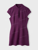 Elegant Mandarin Collar Keyhole Mini Dress