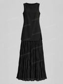 Elegant Sleeveless Pleated Tiered Maxi Dress