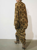 Paisley Print Deep V-Neck Draped Maxi Dress