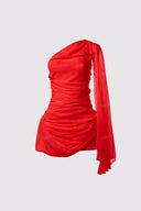 Sexy One-Shoulder Draped Cape Bodycon Mini Dress