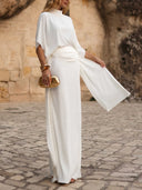 Minimalist Cape Top & Ruched Maxi Skirt Set